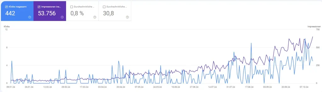 SEO Entwicklung in der Google Search Console Maler und Anstreicher in Wien